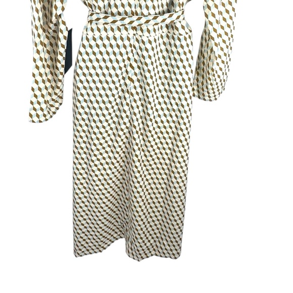 Tuckernuck NEW Tan Ocean Spray Geo Bex Long Sleeve Belted Midi Dress Size XXL - Picture 8 of 10